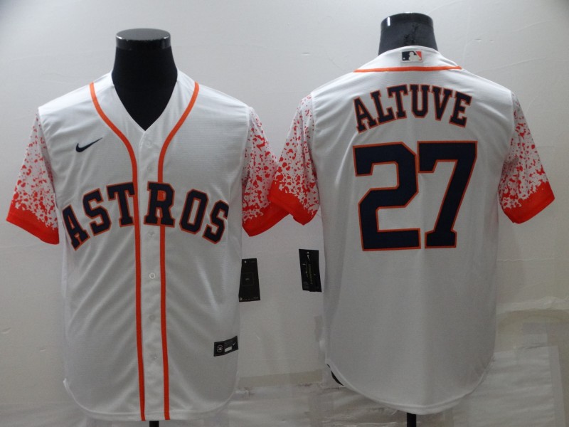 Men's Houston Astros #27 Jose Altuve White Cool Base Stitched Baseball Jersey